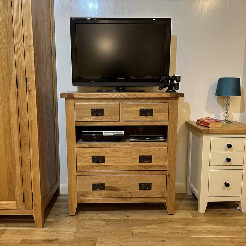 zSolid Oak Media Drawer Chest - Sale - V5DC2+3A 