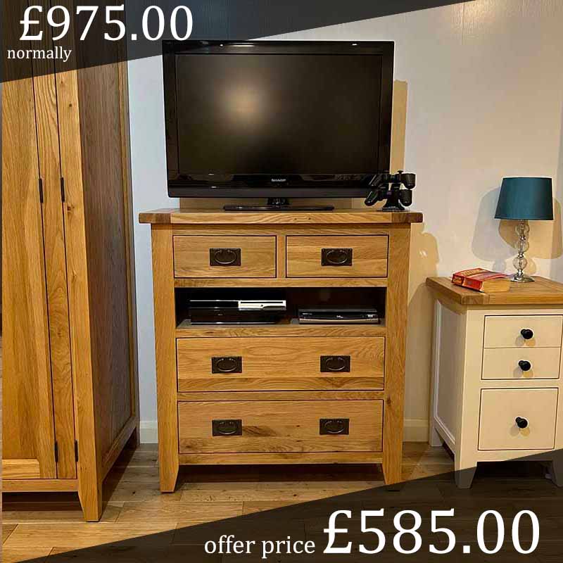 zSolid Oak Media Drawer Chest - Sale - V5DC2+3A 