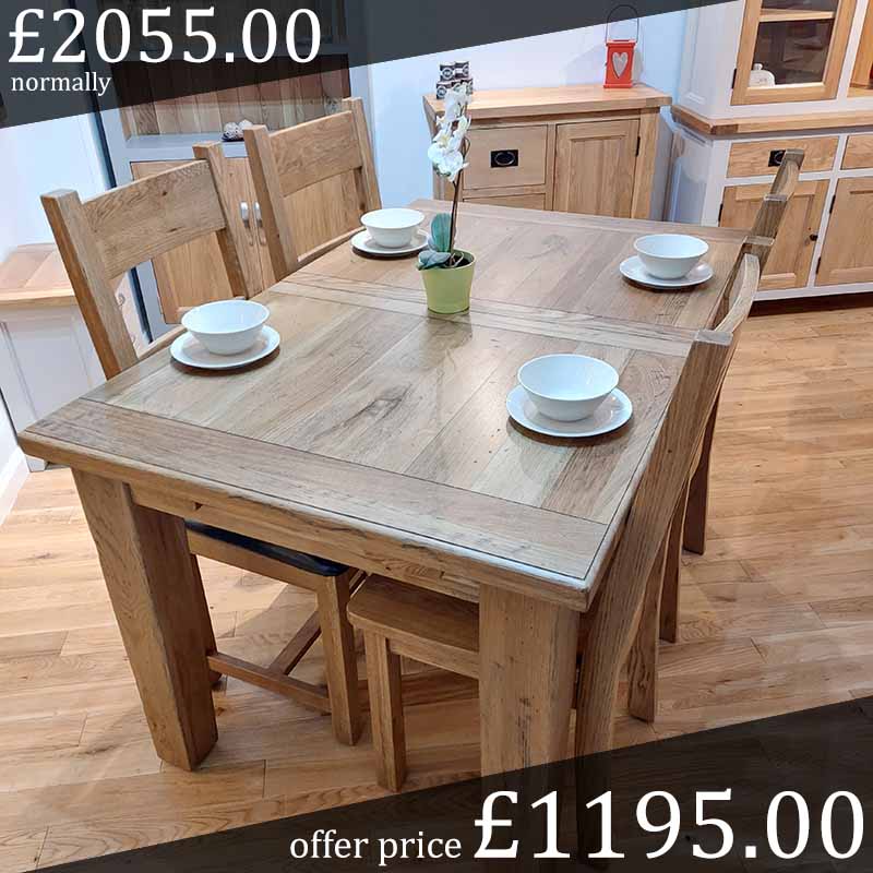 solid oak dining table & chairs - sale - VEDT1800 - set2