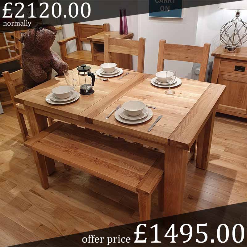 solid oak dining table & chairs - sale - VEDT1800_set1