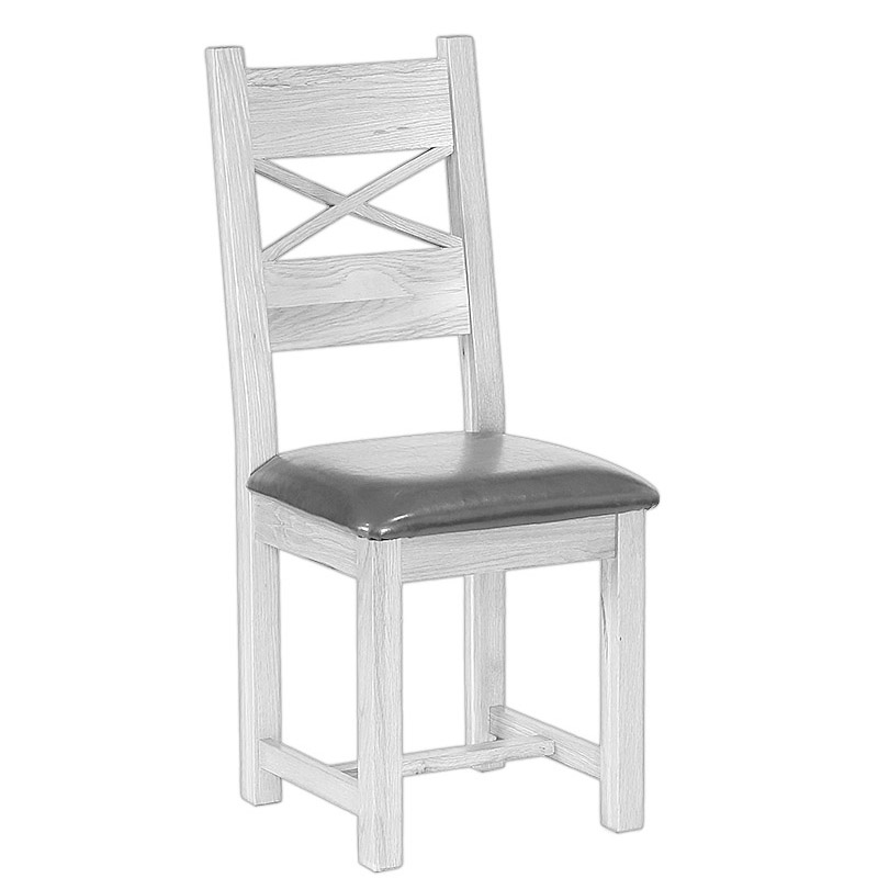 Cross Back Dining Chair with Leather Seat