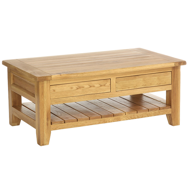 2 Drawer Coffee Table - Oakay Direct - Solid Oak Handcrafted Furniture