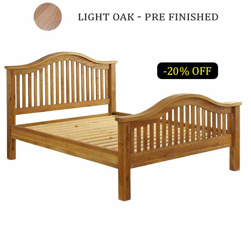 Curved Slatted Bed - light oak
